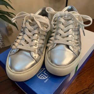 Tory Burch Sport silver ruffle sneakers